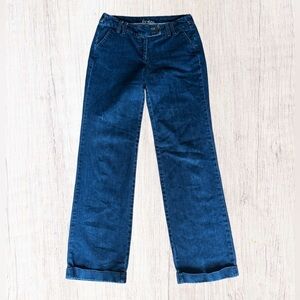 Boden Trouser Wide Straight Leg Denim Blue Jeans Cuffed size 8 Long 8L